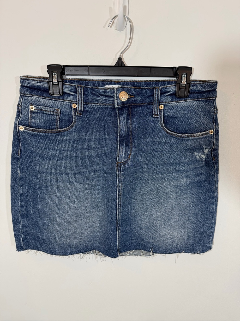 STS Blue Layne Mini Denim Skirt Frayed Hem Pockets Distressed | Size 28
